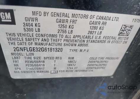 2016 Chevrolet Equinox Ltz from USA, damaged, VIN 2GNFLGE32G6181320